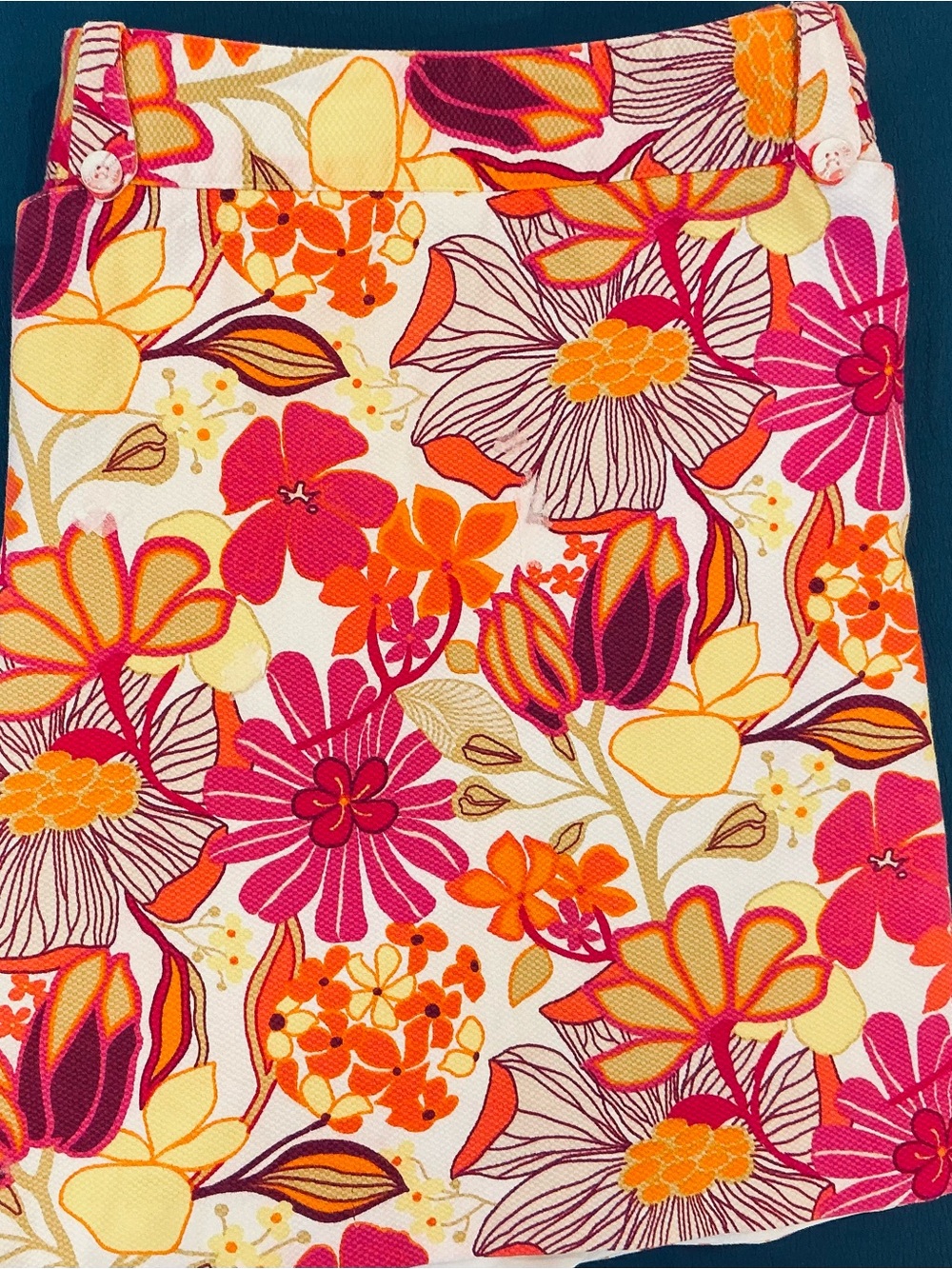 Vibrant Floral Cotton Pique skort in Fuchsia, Orange & Yellow